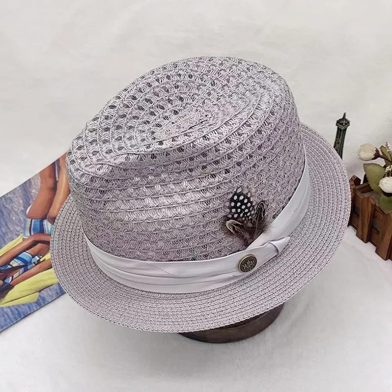 men hat straw ht summer hat  Cowboy Hat Summer Straw Hat Breathable Fashion Trend Sun Shield Hat Panama Jazz Cap Wholesale