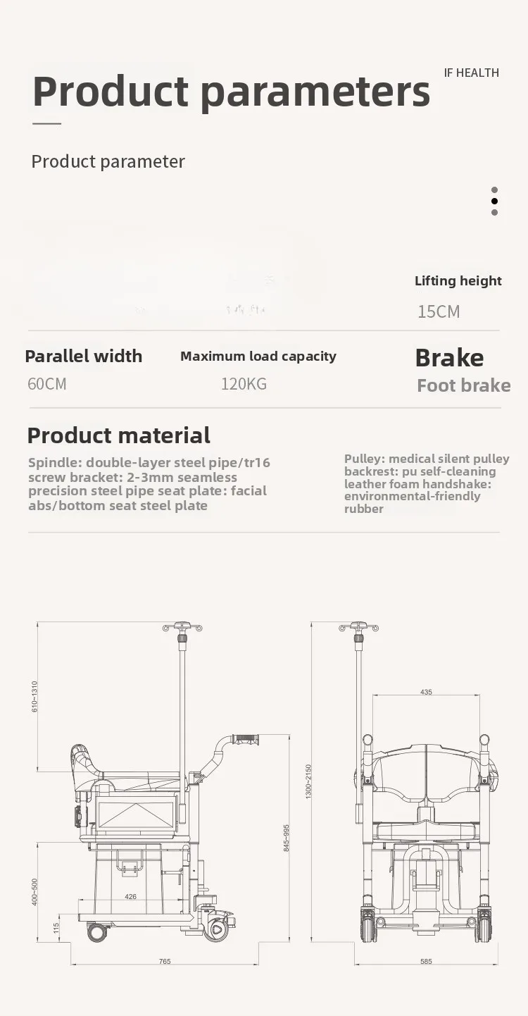 Paralisi parziale per assistenza agli anziani, macchina per lo spostamento del letto