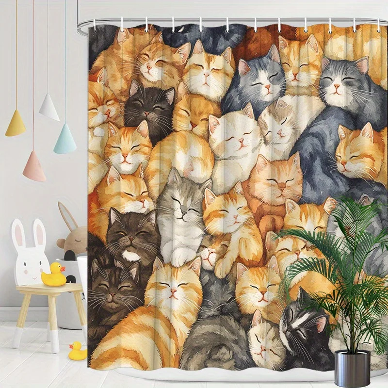 Different cat shower curtains - waterproof, easy to clean, adding boldness and modernity to your bathroom decor