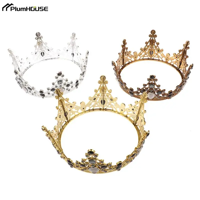 1Pc Metal Crown Cake Topper Gold Color Cake Decorative Topper Wedding Princess Birthday Baby Cake Dessert Decoration Flags