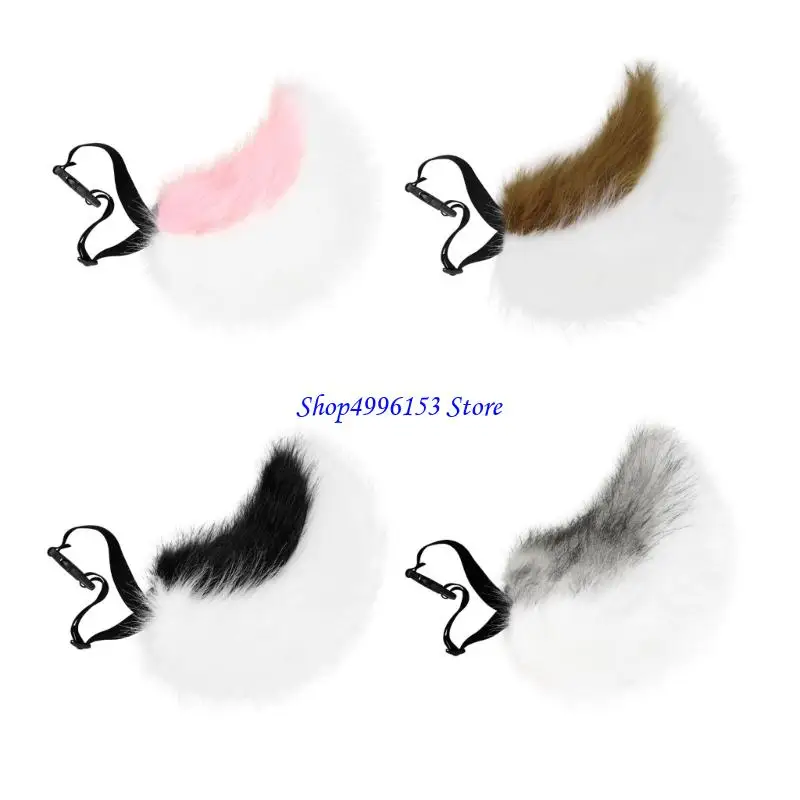

Q0KE Plush Tail Role Play Clip on Design Soft Comfortable Various Colors Furry Tail