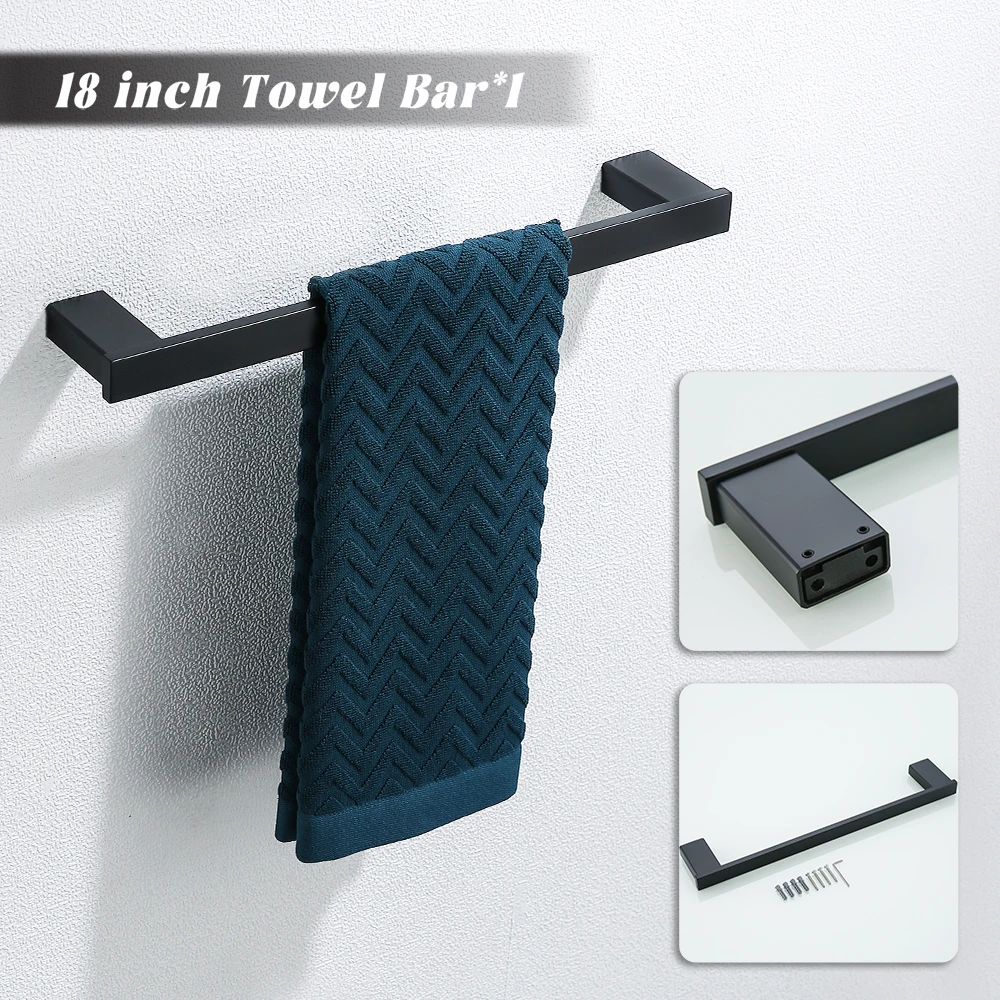 Bad Hardware Set Kit Zubehör Wand Handtuch Bar Robe Kleiderbügel Papier Halter Edelstahl Matt Schwarz.