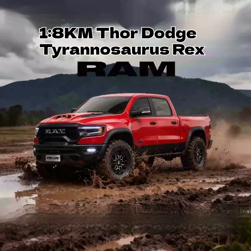 KM Rraction Tyrannosaurus RAM 1500 Simulation 1/8 Remote Control Electric Four-Wheel Drive Climbing Car Pickup Off-Road Vehicle