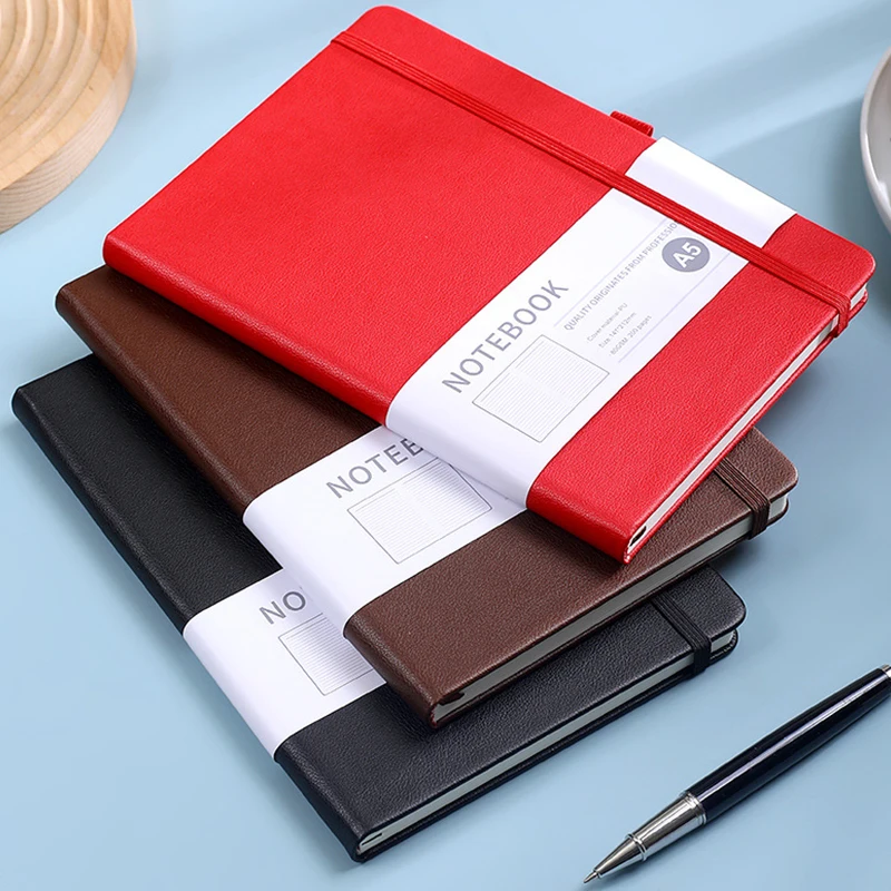 Minimalist Strap Notebook Mini Cute Student Notebook Business Notebook Schedule Book Thickened PU Leather Cover Diary Notebook