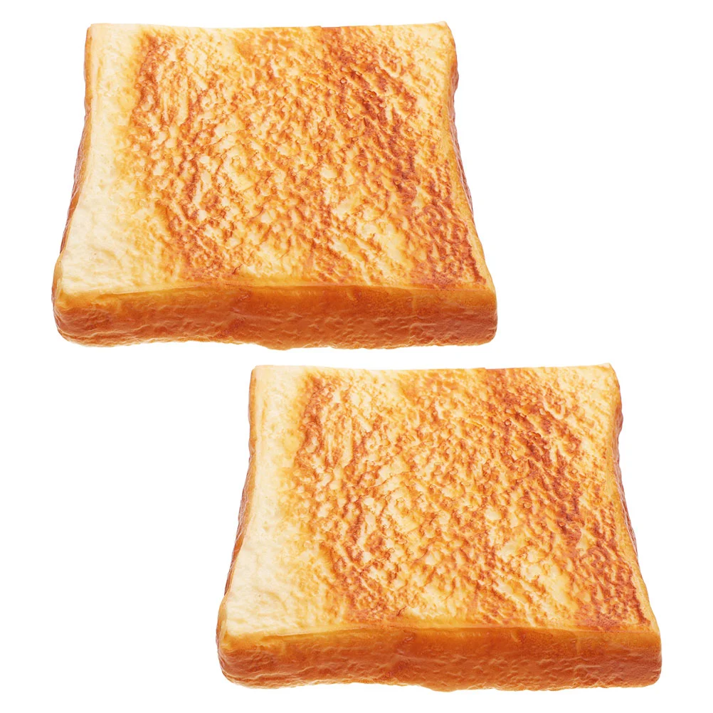 2 Pcs Simulated Toast Bread Sliced Model Display Artificial PU Toy Pretend Realistic House Simulation Decor Models
