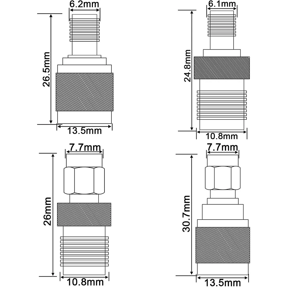 1 Stück SMA zu TNC Adapter Stecker auf Buchse Gerader RF Koaxialstecker 50 Ohm Reines Messing – Detail 2