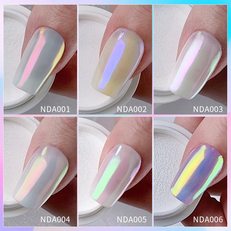 NICOLE pamiętnik proszek do paznokci Pigment biała perła wcierania w gwóźdź brokatowy pył Chrome Aurora Manicure dekoracja DIY