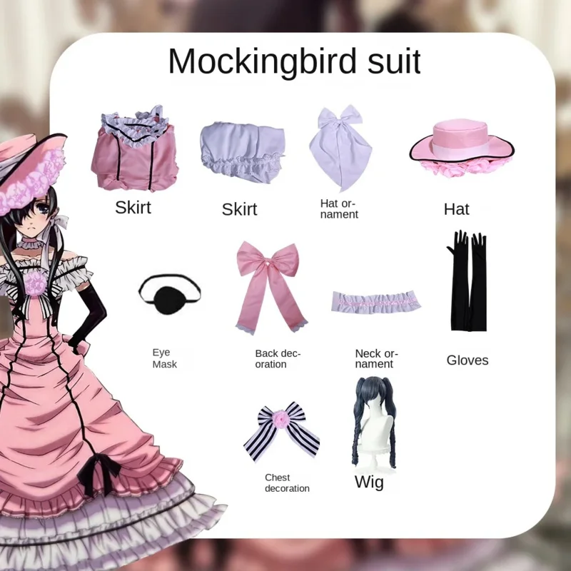 عالية الجودة الأسود بتلر Ciel Phantomhive فستان روبن تأثيري حلي انمي ياباني كرنفال حفلة موحدة #5