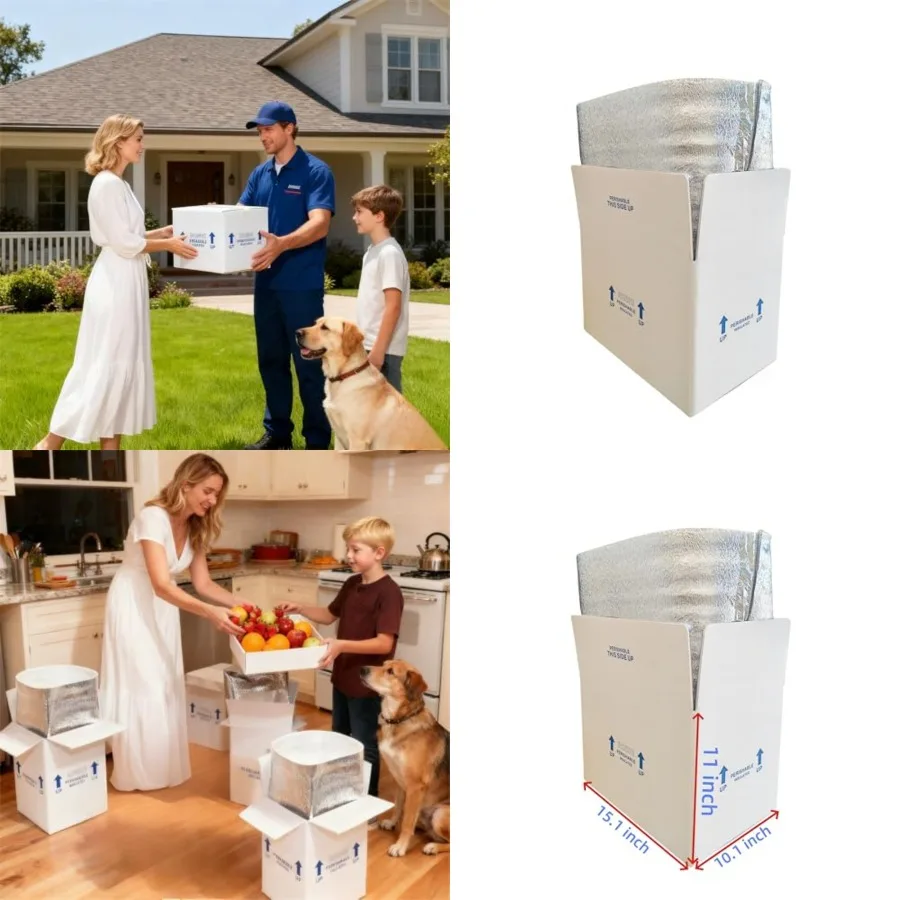 

Insulated Shipping Boxes with Foil Liner, Small Perishable Food Mailers, White, 4 Pack