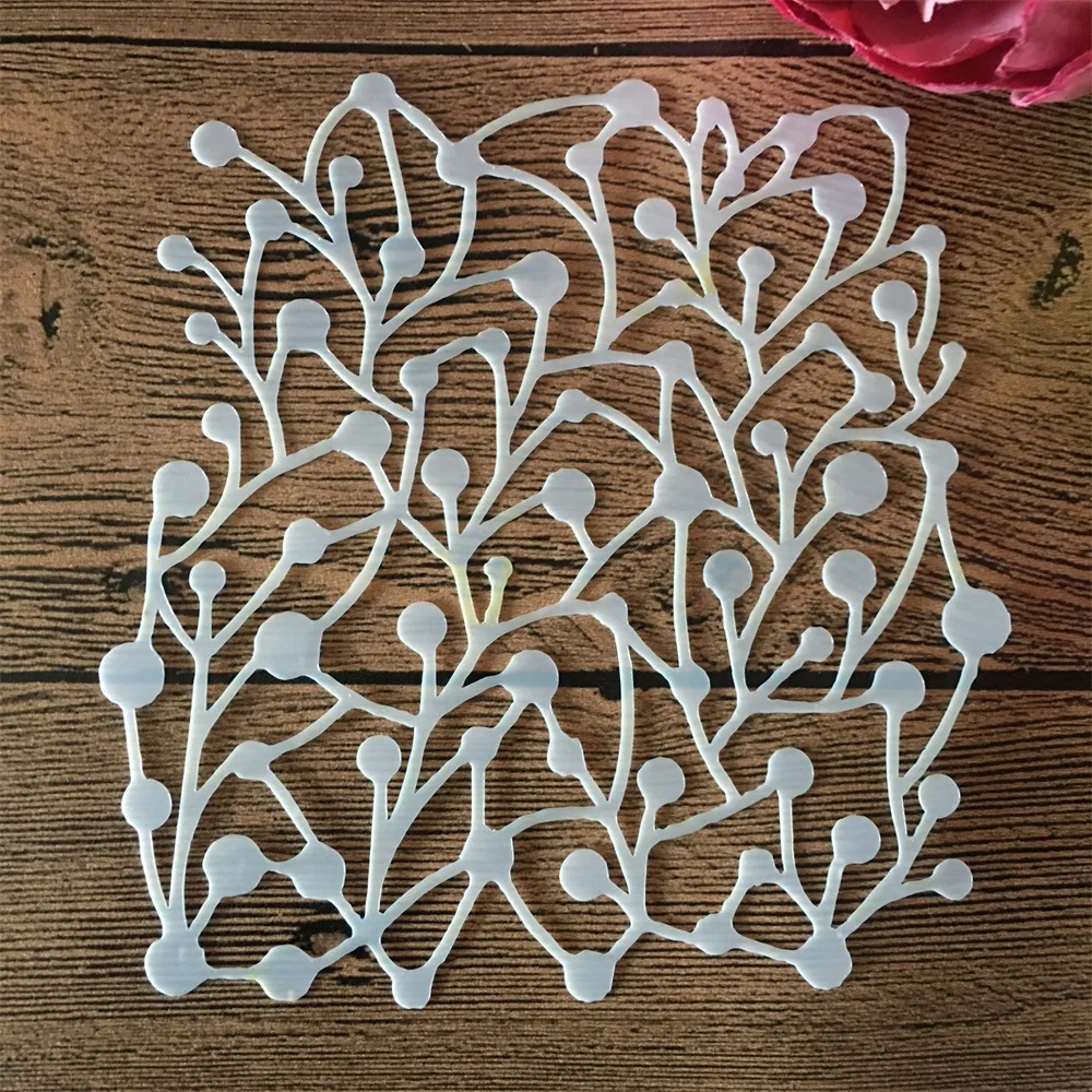 8 unids/set 13*13cm flores hojas Rosa ciruela DIY capas plantilla para pintura libro de recortes colorear relieve álbum plantilla decorativa