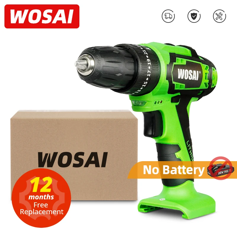 WOSAIผลกระทบสว่านไขควงไฟฟ้า3ฟังก์ชั่น40NM/เหล็ก/ไม้/ก่ออิฐเครื่องมือ20V QYชุดBareเฉพาะเครื่องมือสว่านไร้สาย