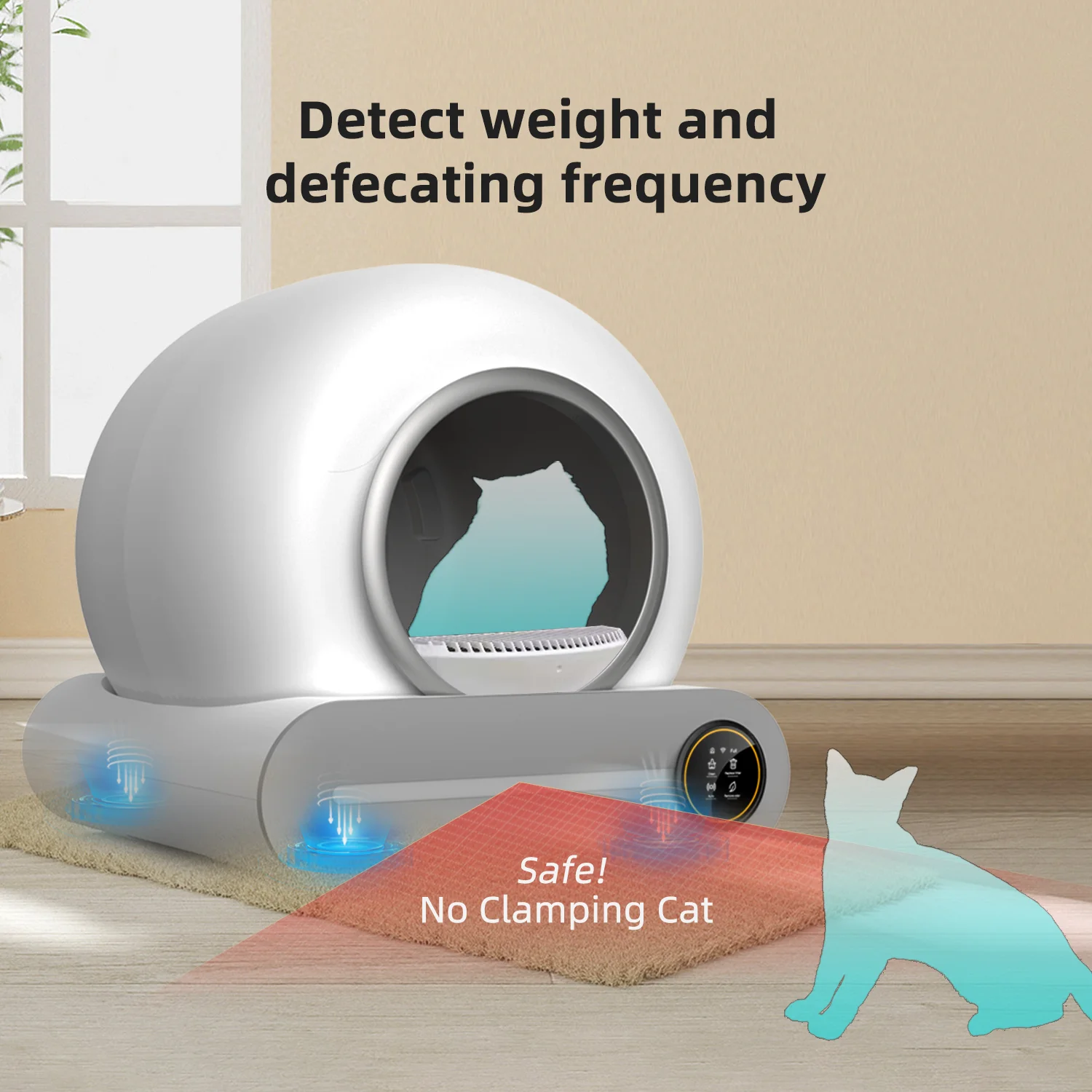 Manufacture custom logo automatic self-cleaning modern cat toilet litter  basin with wi-fi app