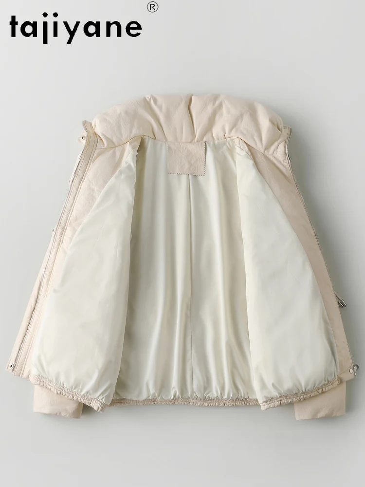 TAJIYANE جلد الغنم الحقيقي أوزة أسفل معطف امرأة أنيقة سترة منفوخة قسط حقيقية سترات من الجلد الشتاء ملابس حريمي 2025 Kosт