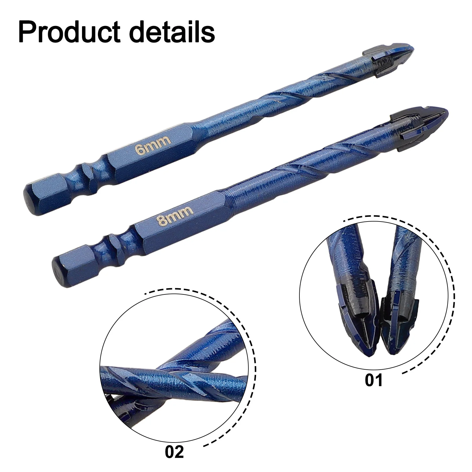 8mm Drill Bit Glass Tile Drill Bit Spiral Design Triangular Design Clean And Precise Holes High-speed Rotation
