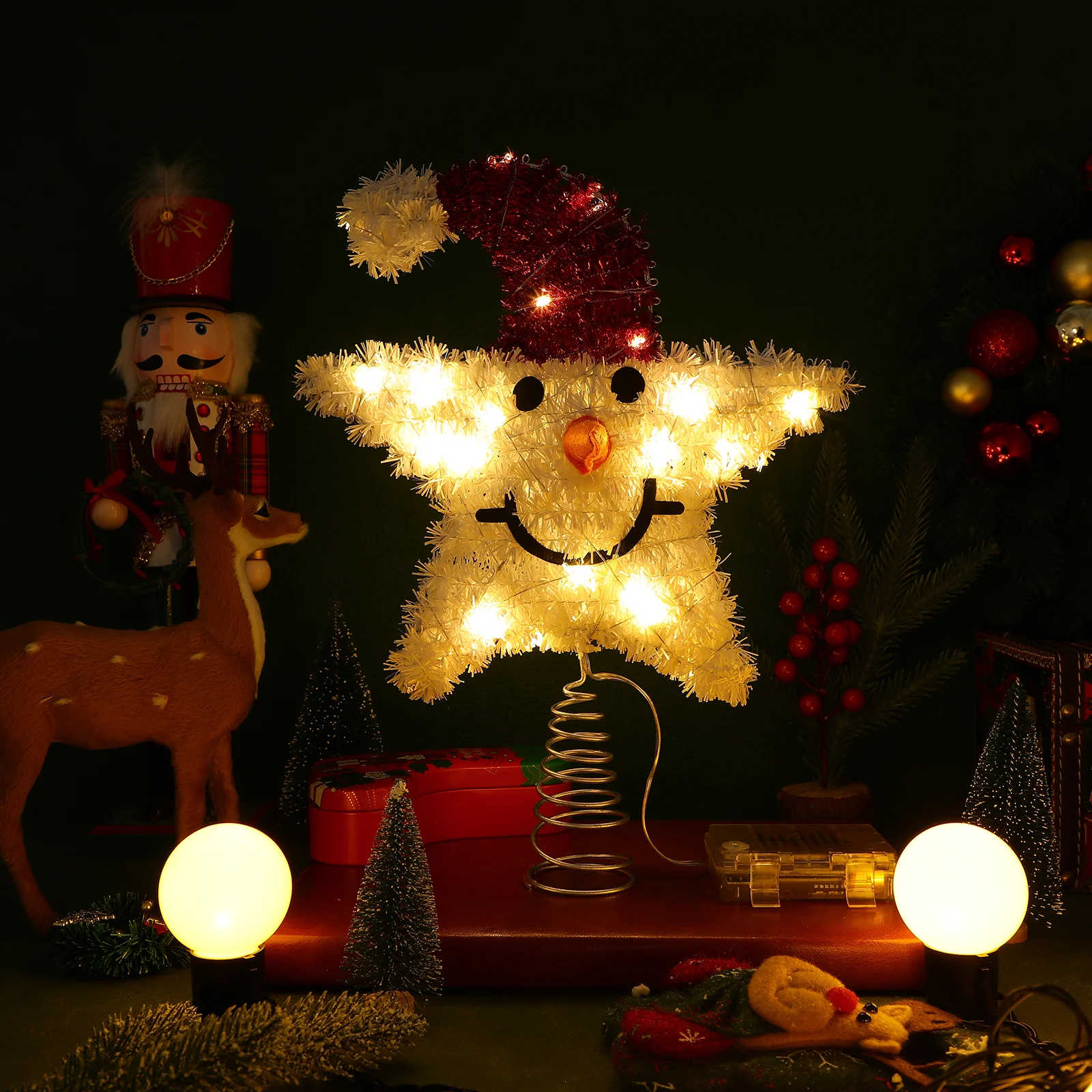 ثلج ستار شجرة توبر مضاءة معدنية متألقة عيد الميلاد الديكور عطلة حفلة احتفالية ديكور المنزل أعلى زخرفة