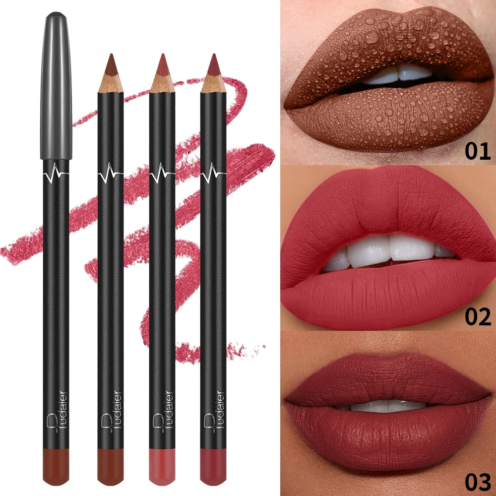 Pudaier Matita labbra opaca impermeabile a 3 colori - Formula a lunga durata, senza trasferimento, finitura opaca, 6 tonalità versatili