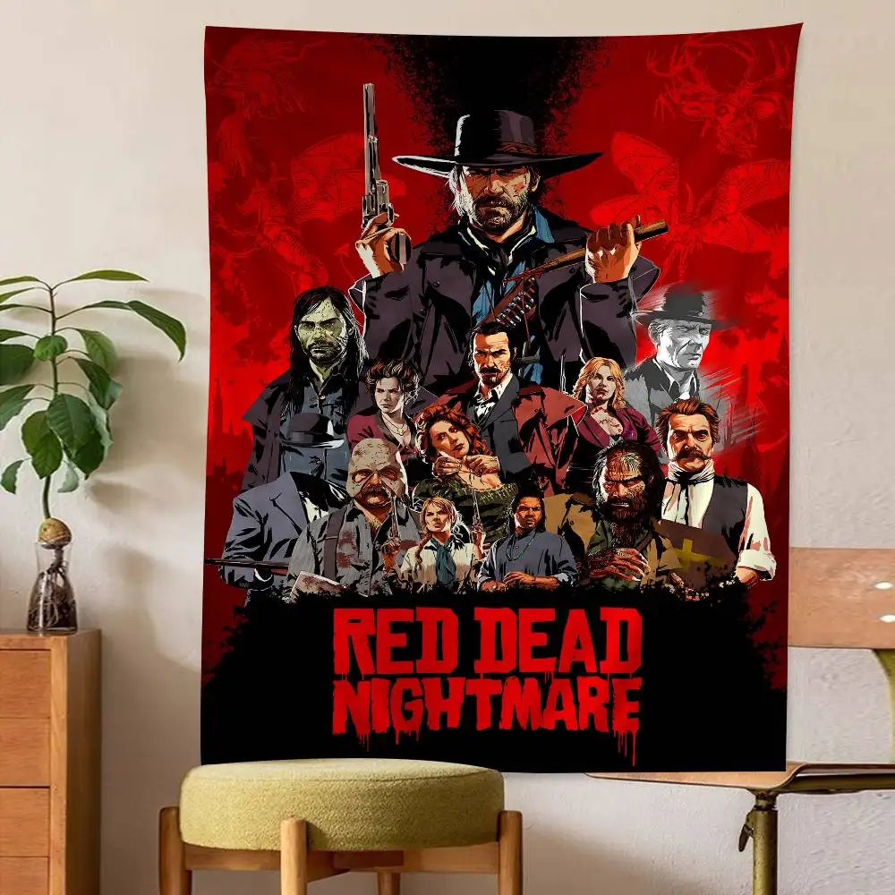 لعبة R-Red Dead Redemption 2 RDR2 معلقة البوهيمي نسيج البوهيمي مفروشات الحائط ماندالا Kawaii غرفة ديكور