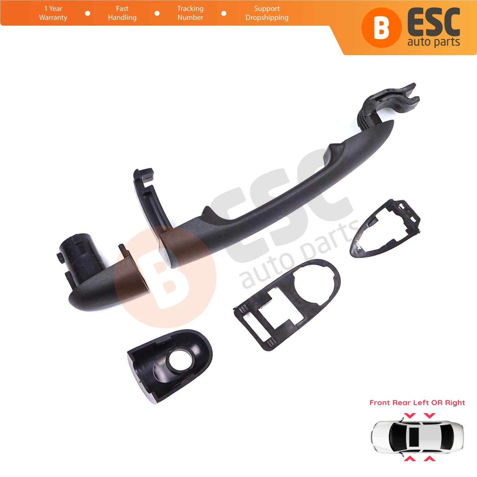 EDP1424 Front Rear Left or Right Exterior Door Handle for Renault Kangoo FW KW 2007-2021 Nissan NV250 Mercedes Citan W415