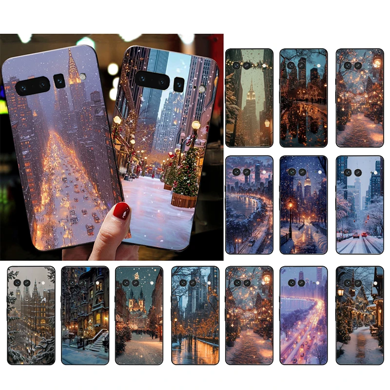 حافظة هاتف لهاتف جوجل بيكسل 10 برو XL 9 Pro XL 9A 8 7 6 Pro Pixel 8A 7A 6A Pixel 8 7 6 5 مشهد ضوء الثلج الشتوي #3