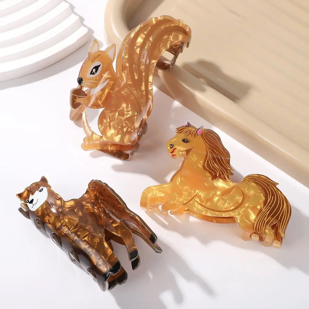 Fashion Cartoon Animal Hair Claw Squirrel Flower Acrylic Claw Clip Grab Clip Hair Accessories Large Shark Clip Ladies