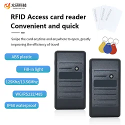 Leitor de Controle de Acesso Impermeável, Suporte RFID IC, Cartão MF, Wiegand26, RS232, 485, Porta Serial UART, 13.56MHz, NFC