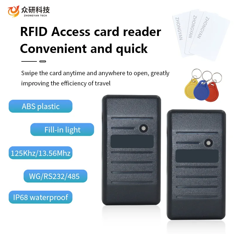 leitor de controle de acesso impermeavel suporte rfid ic cartao mf wiegand26 rs232 485 porta serial uart 1356mhz nfc 01