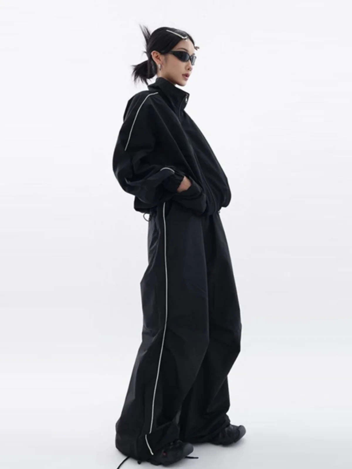 Cool Fashionable Sportswear Two-Piece Set Women's Advanced Feel Autumn New Style Zipper Long Sleeve Long Pants Outdoor Jacket
