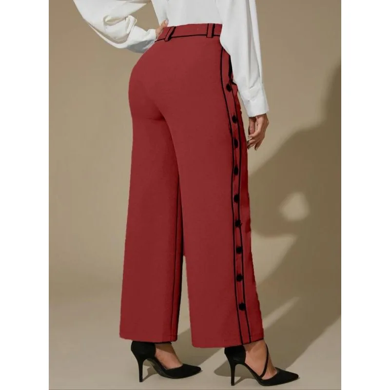 Plus Size 1XL-5XL New Women's Solid color High Waist Straight Pants Fashion Trousers Loose Female Pants