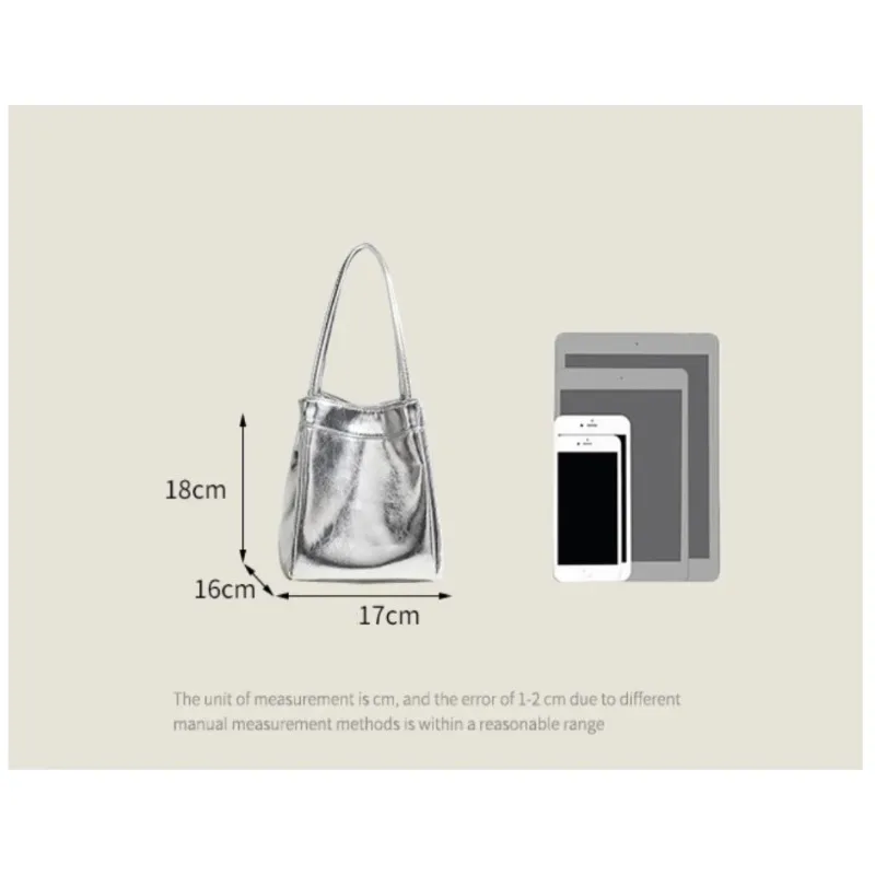 Funkelnde Silberne Mini-Eimertasche Glitzernde PU-Tasche mit Kordelzug Multifunktionale Umhängetasche mit Geldbörse für Damen Alltäglicher Gebrauch – Detail 2