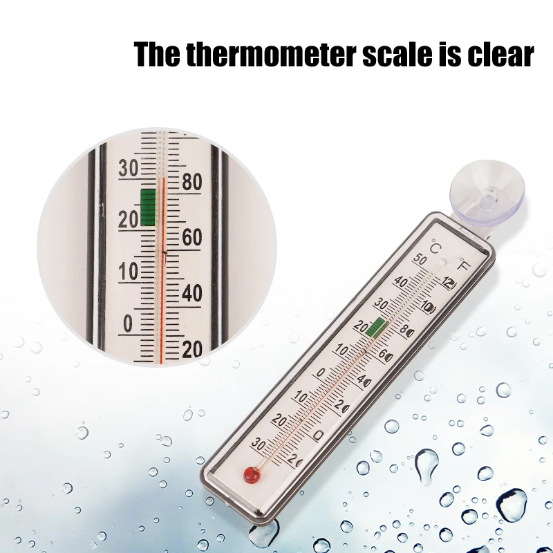 Aquarium Accurate Thermometer Easy-To-Read Fish Thermometers Sucking Cup Monitors Terrarium Temperature Meter