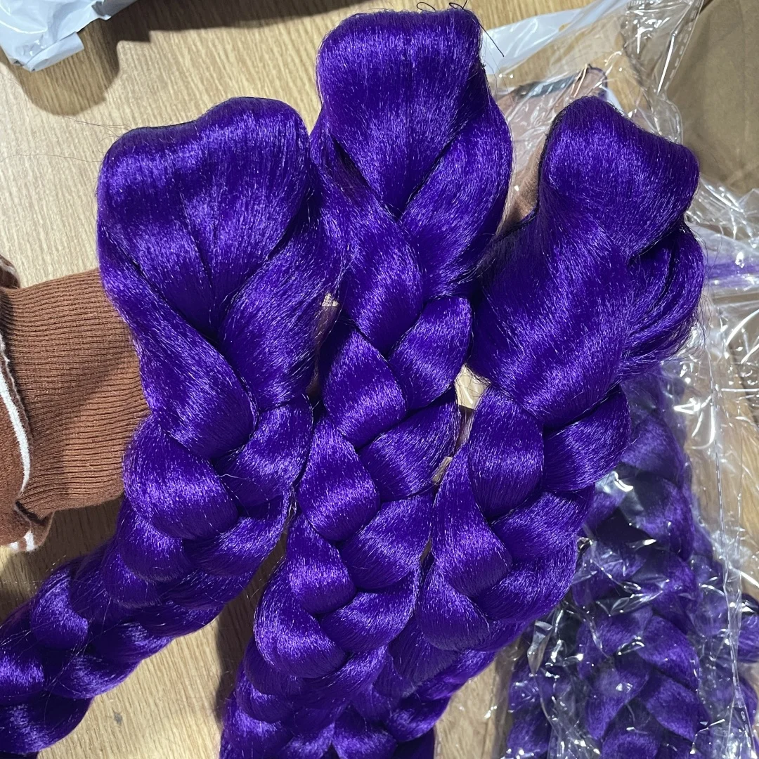 KPop 데몬 헌터즈 루미 코스튬 헤어스타일 26인치 롱 포니테일 가발 클립 포함 합성 브레이드 퍼플 헤어 어린이 소녀용