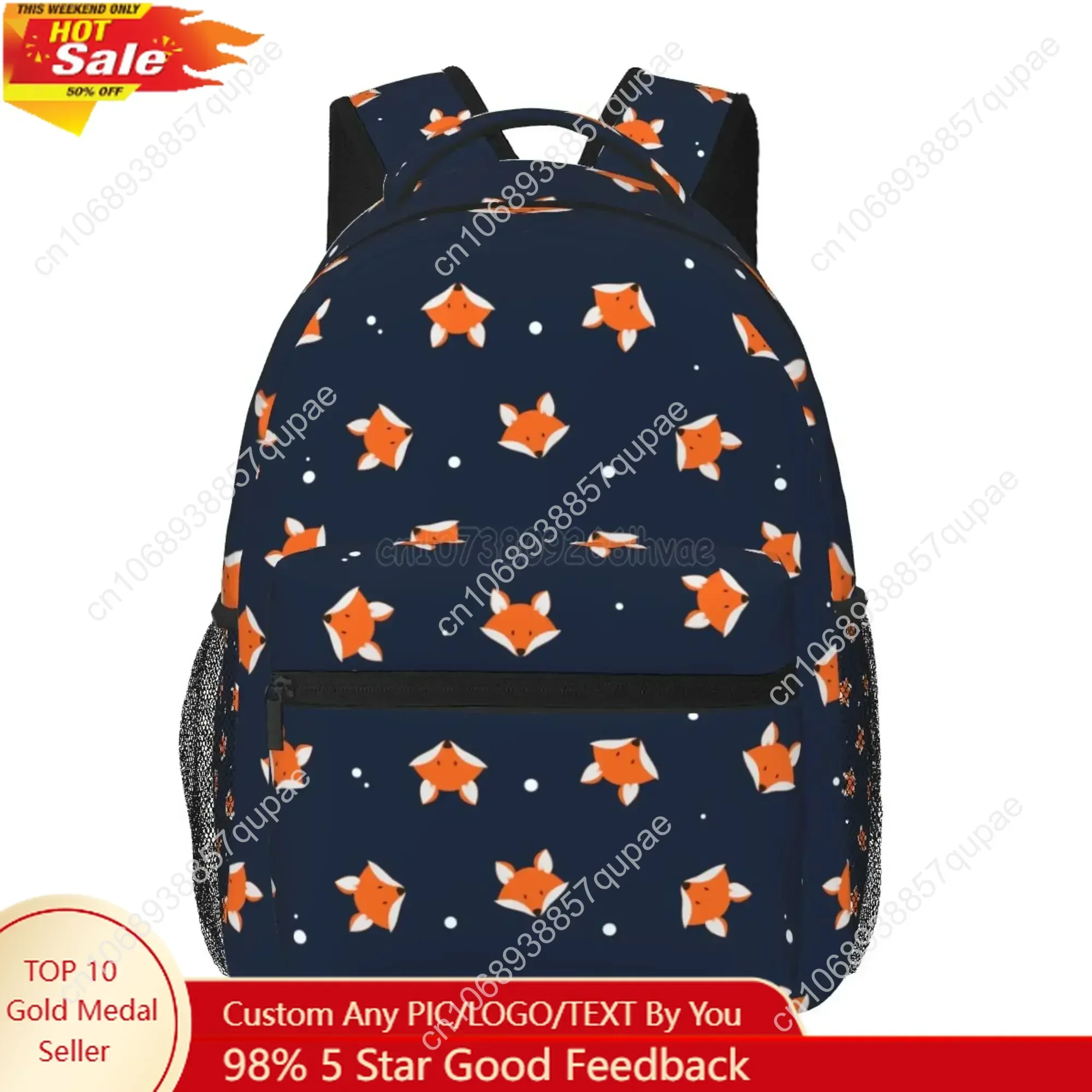 Cute Red Foxes Flower Pattern Backpacks Unisex Travel Bag Fashion Casual Daypack School Bookbags Laptop Backpack for Students