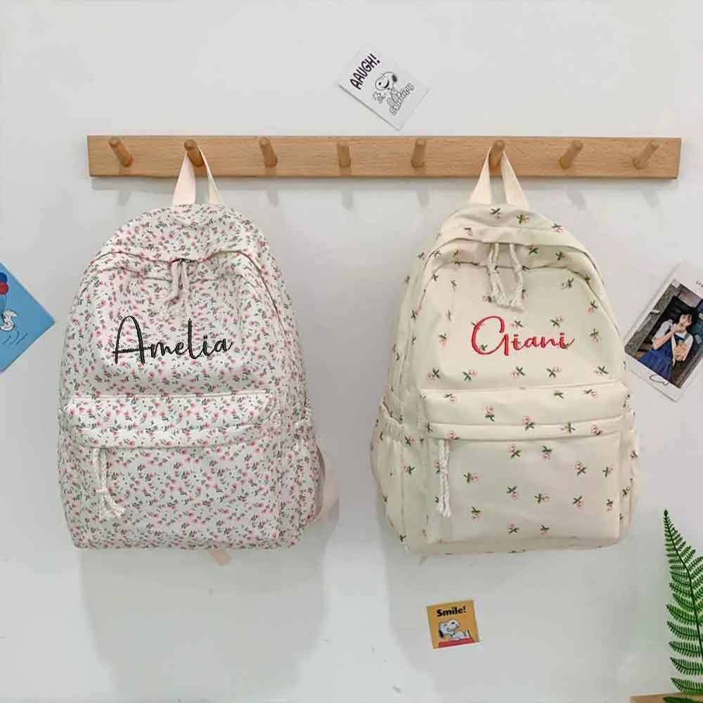 Handmade Customized Unique Flower Bag, Campus Bag, Couple Bag, Back To School Backpack, Holiday Gifts, Kkindergarten Outdoor Bag