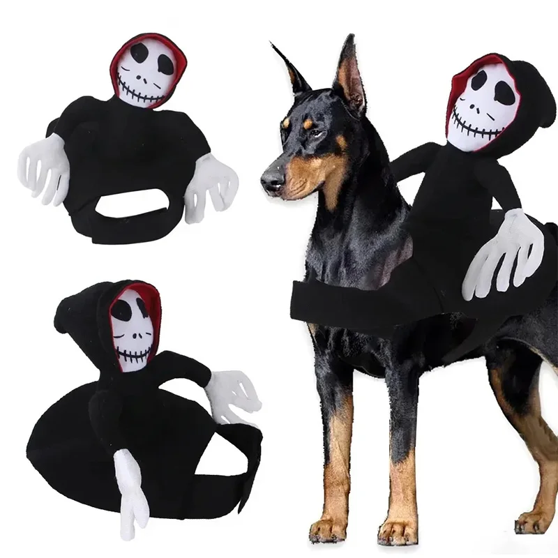 Halloween-Haustierkostüm für Hunde, Skelett-Reiter-Stil, Hunde-Cosplay-Kleidung, lustiges Reitoutfit, mittelgroße und große Hunde, Party-Verkleidung – Detail 6