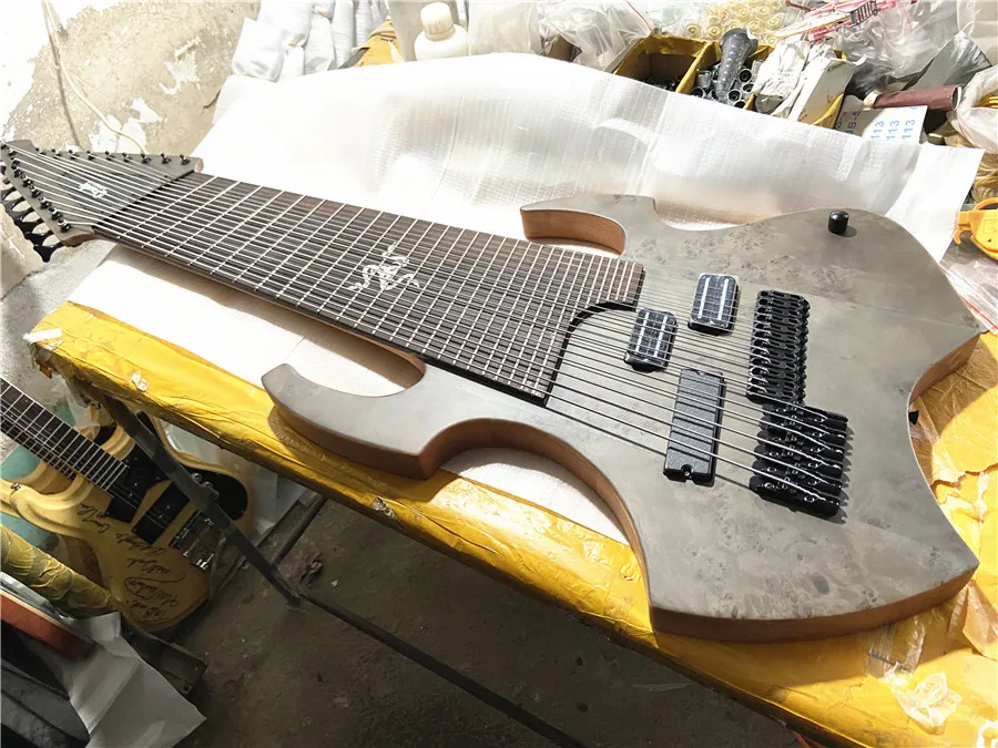 High quality custom edition 18 string electric guitar tree oma veneer wood color factory direct sales