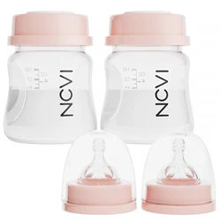 NCVI-Mamadeiras para Armazenamento de Leite Materno, Mamadeiras com Mamilos e Tampas de Viagem, Anti-Cólicas, Sem BPA, 4,7 oz, 140ml, 2 contagens