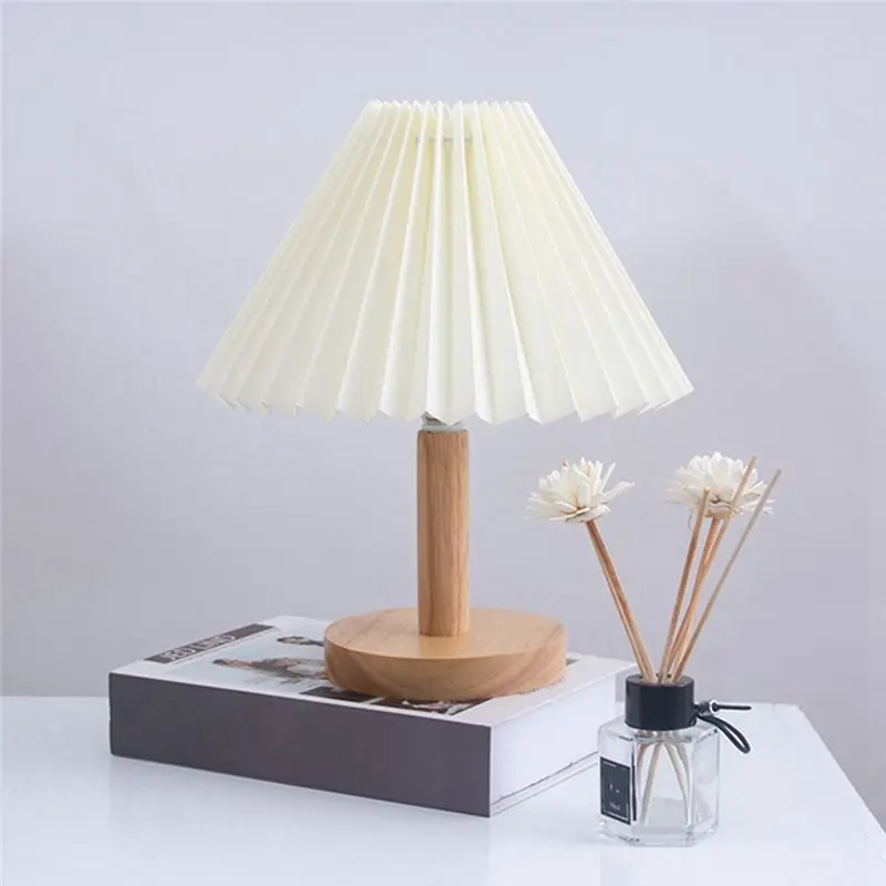 AA19 Pleated Table Lamp Bedroom Bedside Personalized Night Light - White USB Charging 7W A1
