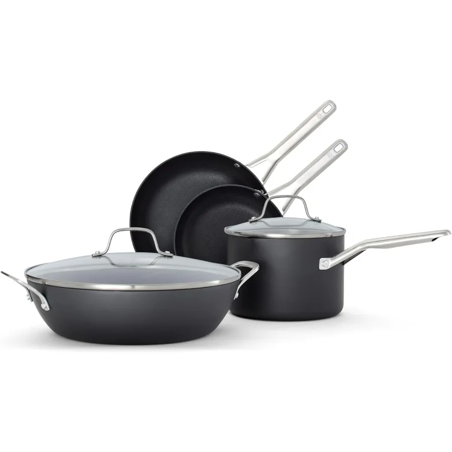 

Premium HardAnodized Nonstick Cookware Set for Home Kitchen Use: Durable ScratchResistant and Even Heat Distribution with Ergon