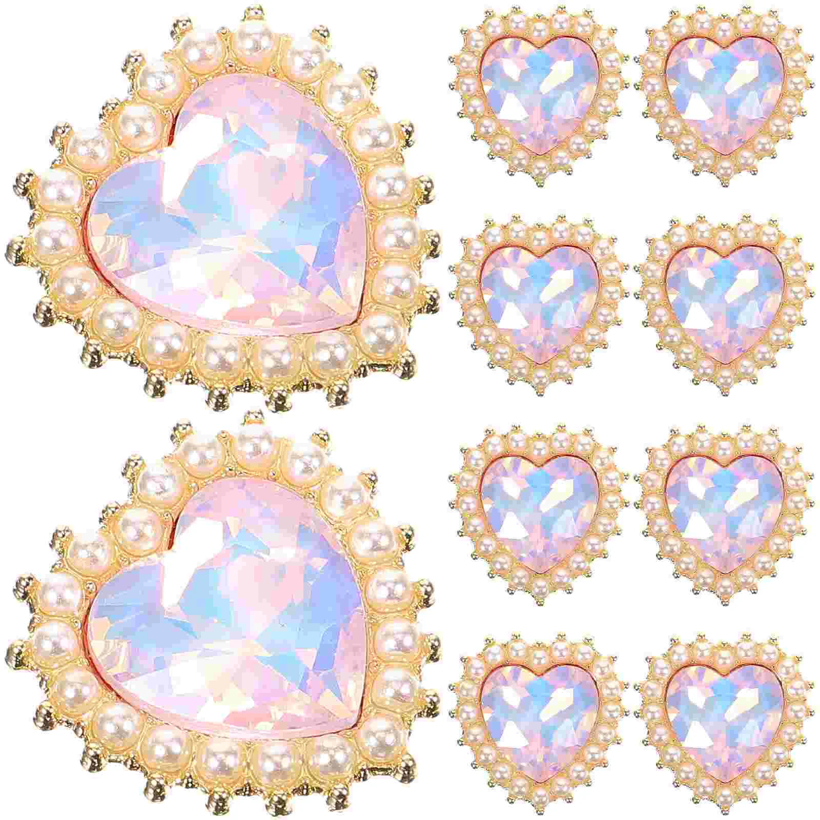 

10 Pcs Embellishments for Crafting Pearl Hair Pins Resin Heart Clothing Charms Jewelry Toppers Love Small