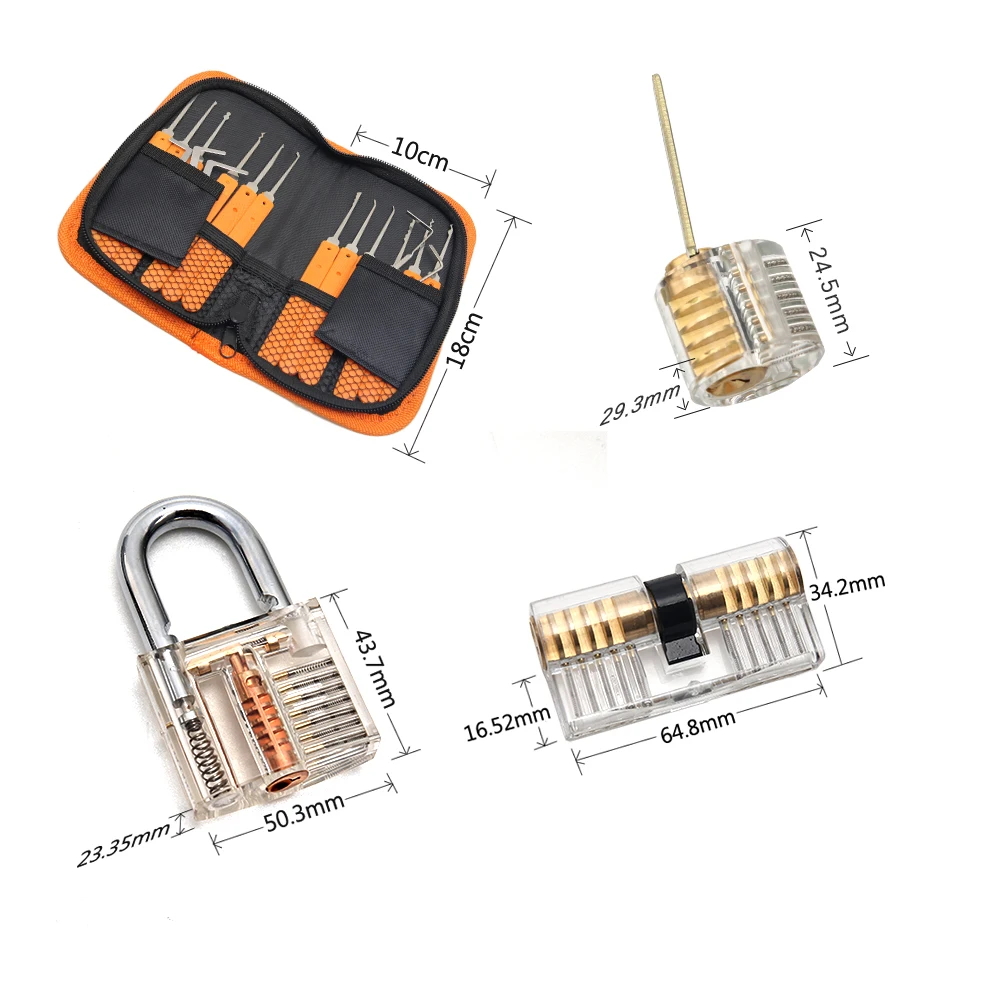 Free 3PC Transparent Padlock 20pc MIXED Lock Pick Set Civil Tool for Practice Locksmith Tool Supplies DIY Hand Tools Hardware
