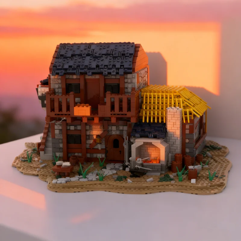 

4190 деталей MOC: Модель дома кузнеца, конструктор, подарок для творчества, коллекционный предмет, декор для дома и офиса, премиум-класс для взрослых и детей