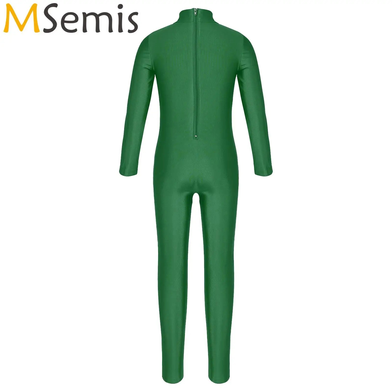 Kids Girls Gymnastics Artistic Figure Skating Costume Long Sleeves Zippered Tight Fitting Ballet Unitards Zentai Jumpsuit