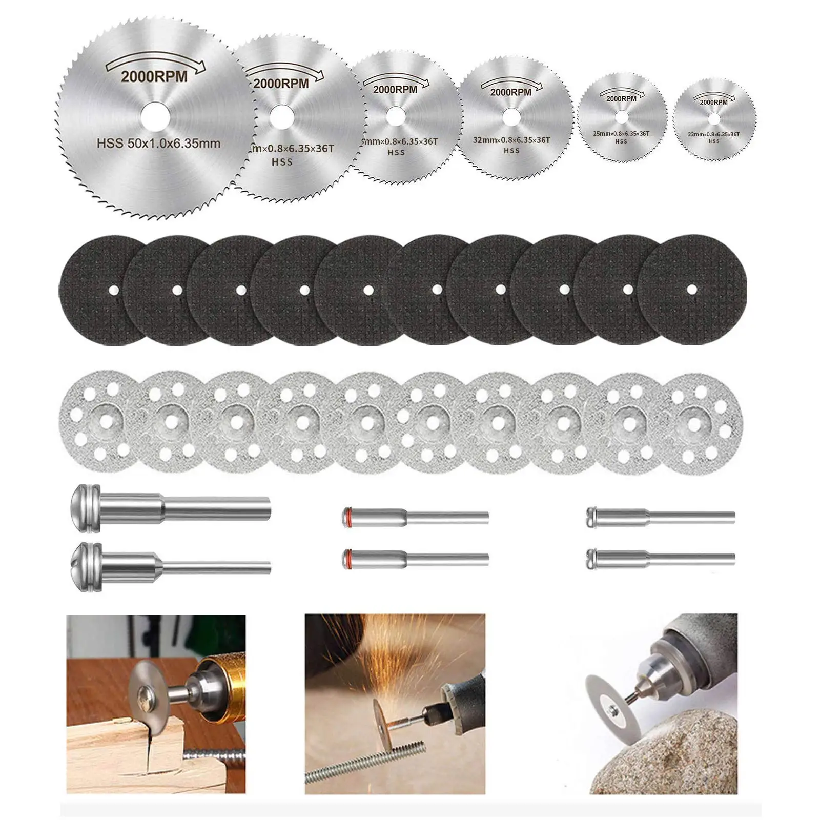 Set di ruote da taglio per utensile rotante lame per seghe circolari HSS dischi da taglio in resina 545 accessori per ruote da taglio diamantate disco da taglio