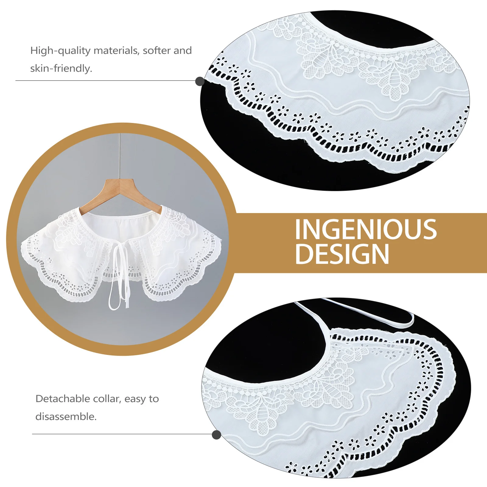 1 قطعة القطن الدانتيل شال طوق انفصال كاذبة العنق للنساء الأعمال لباس غير رسمي بلوزة الإكسسوار زي الدانتيل طوق #4