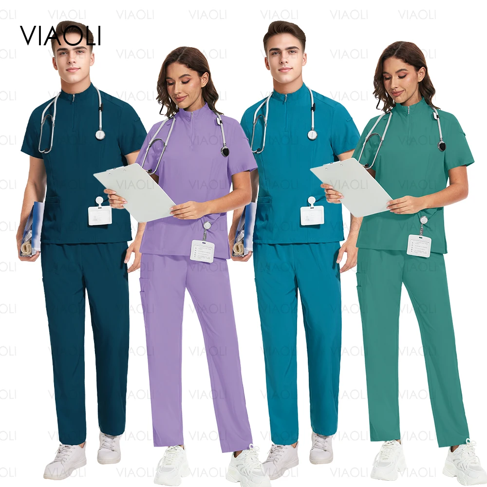 Anti-Wrinkle Soft Premium Lightweight Fabric Washable Nursing Clothes Scrubs Set for Women Men Medical Nursing Surgical Uniforms