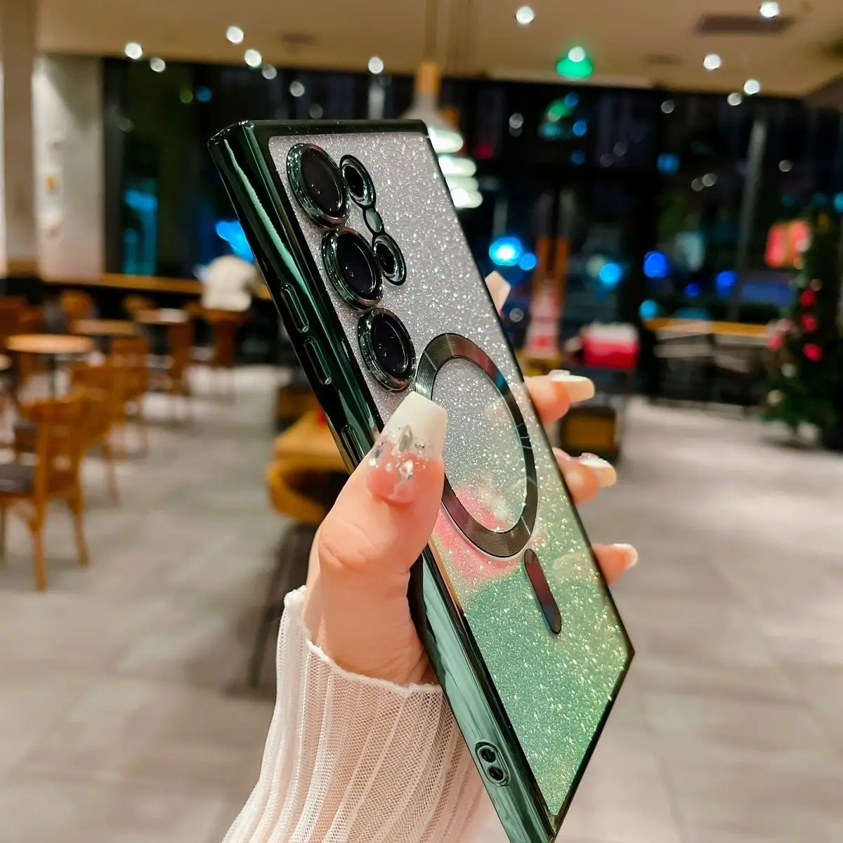 Luxury Plating Glitter Magnetic For Magsafe Case For Samsung Galaxy S21 FE S22 S23 S24 Ultra Phone Cases Wireless Charging Cover image 6