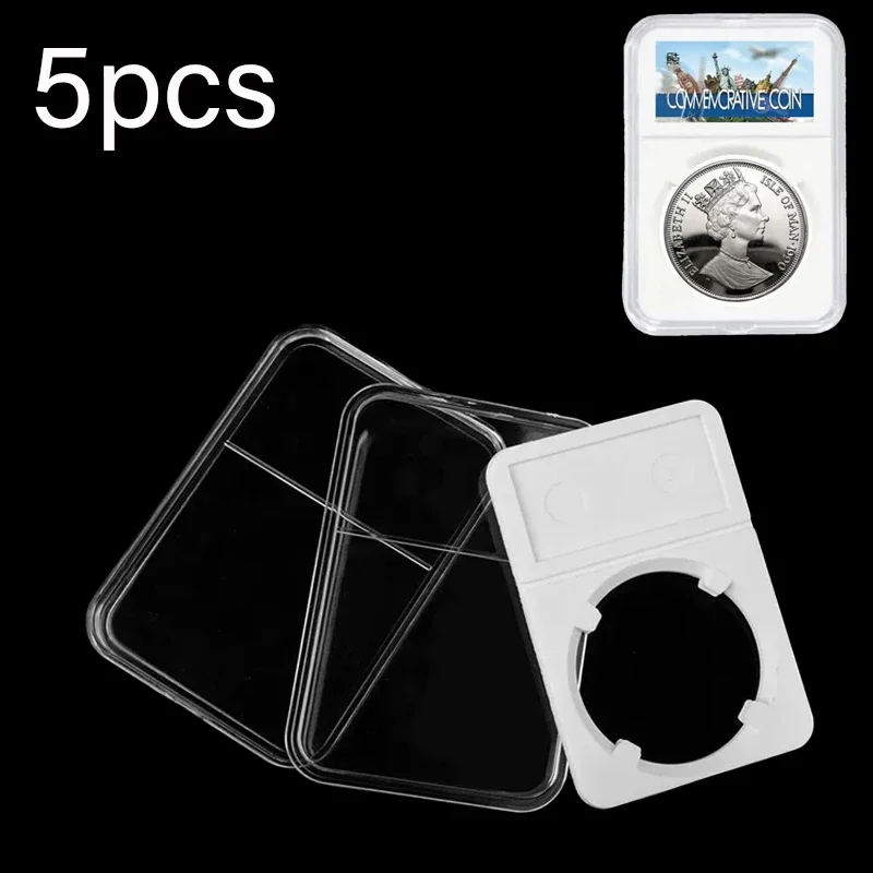 

5Pcs Coin Storage Box Square Transparent Storage Boxes Commemorative Coin Tray Coin Tray Capsule Protection Display Stand