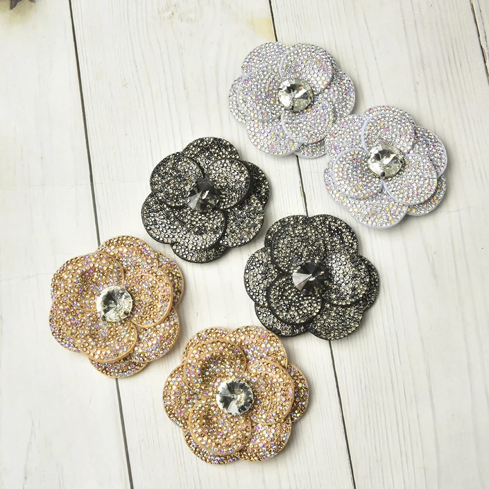 New 3D Crystal Rose Flower Rhinestone Applique Patches Sew On Patch Overcoat Shirt Buckle Diy Garment Sewing Decorative