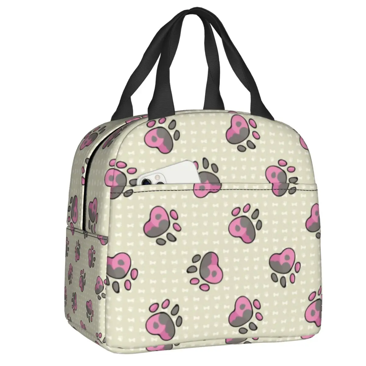 

Изолированная сумка для обеда на заказ Cute Spotty Puppy Dog Paw для женщин Pet Shiba Akita Lover Thermal Cooler Bento Box Office Work School