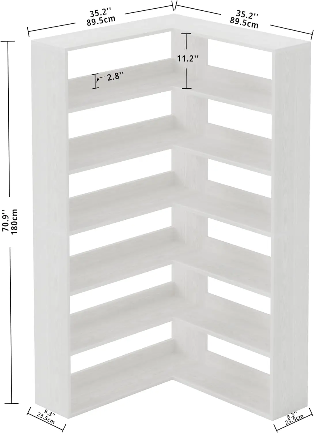 IRONCK Bookshelves 6 Tiers with Baffles Industrial Large Corner Etagere Bookcase Storage Display Rack for Living Room Home